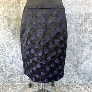 J. Crew Pencil Skirt - Black w/ Blue Polka Dots - 8